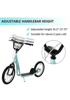 Aosom Youth Scooter Kick Scooter for Kids 5+ Adjustable Handlebar Front and Rear Dual Brakes Inflatable Wheels Blue -Cheap Altea Milano Shop Belk 835