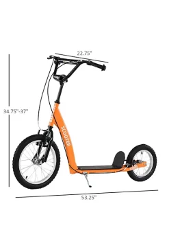 Aosom Youth Scooter Kick Scooter for Kids 5+ with Adjustable Handlebar Front and Rear Dual Brakes Inflatable Wheels Orange -Cheap Altea Milano Shop Belk 842