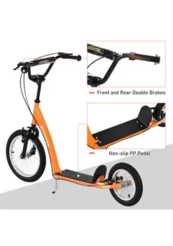 Aosom Youth Scooter Kick Scooter for Kids 5+ with Adjustable Handlebar Front and Rear Dual Brakes Inflatable Wheels Orange -Cheap Altea Milano Shop Belk 843