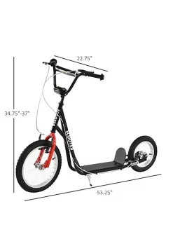 Aosom Teens Youth Kick Scooter Adjustable Handlebar Ride On Toy For 5+ w/ Front and Rear Dual Brakes Inflatable Wheels Black -Cheap Altea Milano Shop Belk 847