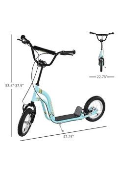 Aosom Youth Scooter Front and Rear Caliper Dual Brakes 12 Inch Inflatable Front Wheel Ride On Toy For Adult Age 5+ Blue -Cheap Altea Milano Shop Belk 852