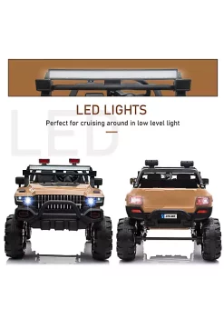 Aosom Kids Ride On Car 12V RC 2 Seater Police Truck Electric Car For Kids with Full LED Lights MP3 Parental Remote Control (Yellow) -Cheap Altea Milano Shop Belk 882