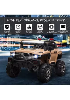 Aosom Kids Ride On Car 12V RC 2 Seater Police Truck Electric Car For Kids with Full LED Lights MP3 Parental Remote Control (Yellow) -Cheap Altea Milano Shop Belk 883