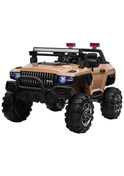 Aosom Kids Ride On Car 12V RC 2 Seater Police Truck Electric Car For Kids with Full LED Lights MP3 Parental Remote Control (Yellow) -Cheap Altea Milano Shop Belk 884