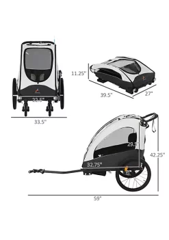 Aosom Child Bike Trailer 3 In1 Foldable Jogger Stroller Baby Stroller Transport Carrier with Shock Absorber System Rubber Tires Adjustable Handlebar Kid Bicycle Trailer White and Grey -Cheap Altea Milano Shop Belk 887