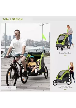 Aosom Child Bike Trailer 3 In1 Foldable Jogger Stroller Baby Stroller Transport Carrier with Shock Absorber System Rubber Tires Adjustable Handlebar Kid Bicycle Trailer Green and Grey -Cheap Altea Milano Shop Belk 893