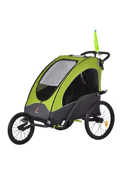Aosom Child Bike Trailer 3 In1 Foldable Jogger Stroller Baby Stroller Transport Carrier with Shock Absorber System Rubber Tires Adjustable Handlebar Kid Bicycle Trailer Green and Grey -Cheap Altea Milano Shop Belk 894