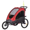 Aosom Child Bike Trailer 3 In1 Foldable Jogger Stroller Baby Stroller Transport Carrier with Shock Absorber System Rubber Tires Adjustable Handlebar Kid Bicycle Trailer Red and Grey -Cheap Altea Milano Shop Belk 895