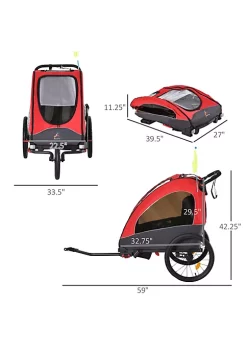 Aosom Child Bike Trailer 3 In1 Foldable Jogger Stroller Baby Stroller Transport Carrier with Shock Absorber System Rubber Tires Adjustable Handlebar Kid Bicycle Trailer Red and Grey -Cheap Altea Milano Shop Belk 897