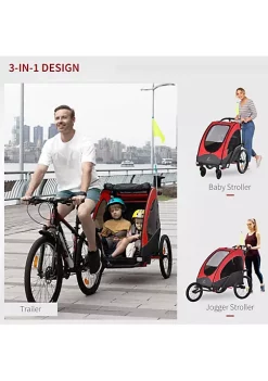 Aosom Child Bike Trailer 3 In1 Foldable Jogger Stroller Baby Stroller Transport Carrier with Shock Absorber System Rubber Tires Adjustable Handlebar Kid Bicycle Trailer Red and Grey -Cheap Altea Milano Shop Belk 898