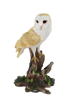 Veronese Design Barn Owl Vigilantly Perched on Tree Stump Statue -Cheap Altea Milano Shop Belk 9