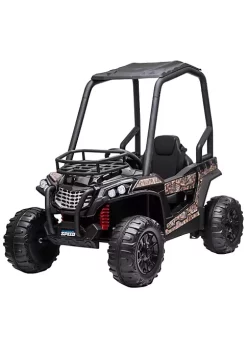 Aosom 12V Dual Motor Kids Electric Ride on UTV Toy with MP3/USB Music Connection Suspension and Remote Control Camo