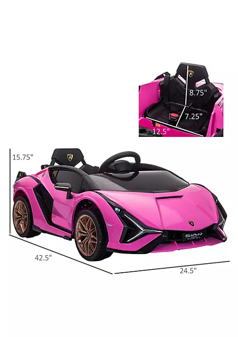 Aosom Lamborghini Licensed Kids Ride On Car 12V Battery Powered Electric Sports Car Toy with Remote Control Horn Music and Headlights for 3 5 Years Old Pink 6 Aosom Lamborghini Licensed Kids Ride On Car 12V Battery Powered Electric Sports Car Toy with Remote Control Horn Music and Headlights for 3 5 Years Old Pink - Image 4