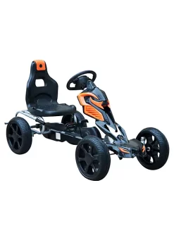 Aosom Kids Pedal Powered Ride On Go Kart Racer With Hand Brake And Non Slip Wheels Orange