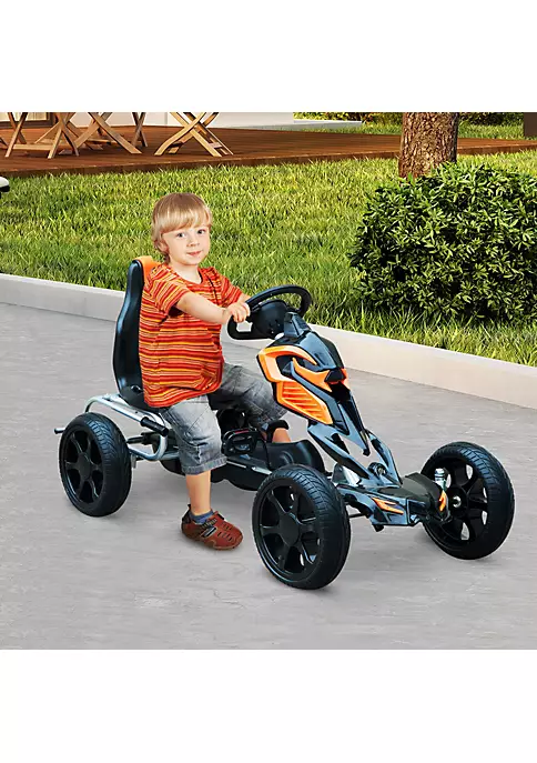 Aosom Kids Pedal Powered Ride On Go Kart Racer With Hand Brake And Non Slip Wheels Orange 4 Aosom Kids Pedal Powered Ride On Go Kart Racer With Hand Brake And Non Slip Wheels Orange - Image 2