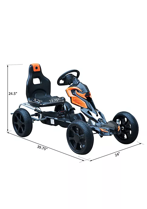 Aosom Kids Pedal Powered Ride On Go Kart Racer With Hand Brake And Non Slip Wheels Orange 5 Aosom Kids Pedal Powered Ride On Go Kart Racer With Hand Brake And Non Slip Wheels Orange - Image 3