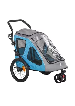 Aosom Dog Bike Trailer 2 In 1 Pet Stroller Cart Bicycle Wagon Cargo Carrier Attachment for Travel with 360 Swivel Wheel Reflectors Parking Brake Straps Cup Holder Blue -Cheap Altea Milano Shop Belk 937