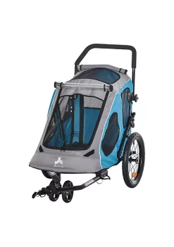 Aosom Dog Bike Trailer 2 In 1 Pet Stroller Cart Bicycle Wagon Cargo Carrier Attachment for Travel with 360 Swivel Wheel Reflectors Parking Brake Straps Cup Holder Blue -Cheap Altea Milano Shop Belk 939