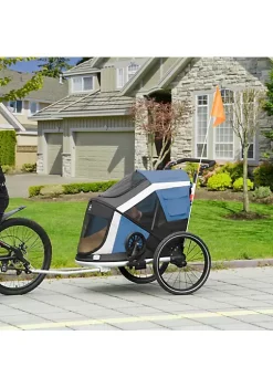 Aosom 2 in 1 Travel Dog Stroller Small Pet Bicycle Cart Carrier with Safety Leash and Easy Fold Design Dark Blue -Cheap Altea Milano Shop Belk 962