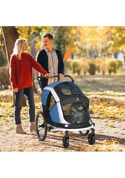 Aosom 2 in 1 Travel Dog Stroller Small Pet Bicycle Cart Carrier with Safety Leash and Easy Fold Design Dark Blue -Cheap Altea Milano Shop Belk 963