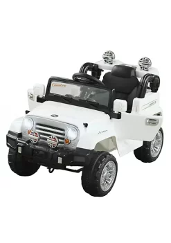 Aosom Kids Ride on Car Off Road Truck with MP3 Connection Working Horn Steering Wheel and Remote Control 12V Motor White
