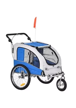 Aosom Dog Bike Trailer 2 In 1 Pet Stroller with Canopy and Storage Pockets Blue -Cheap Altea Milano Shop Belk 979