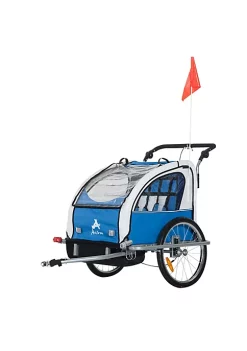 Aosom Elite 360 Swivel 2 In 1 Double Child Two Wheel Bicycle Cargo Trailer Stroller With 2 Security Harnesses Blue -Cheap Altea Milano Shop Belk 994