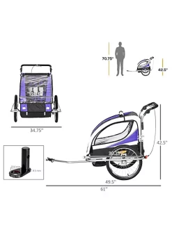 Aosom 2 in 1 Folding Child Bike Trailer and Baby Stroller with Safety Flag Light Reflectors and 5 Point Harness Purple -Cheap Altea Milano Shop Belk 997