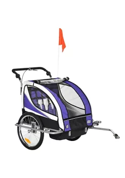 Aosom 2 in 1 Folding Child Bike Trailer and Baby Stroller with Safety Flag Light Reflectors and 5 Point Harness Purple -Cheap Altea Milano Shop Belk 999